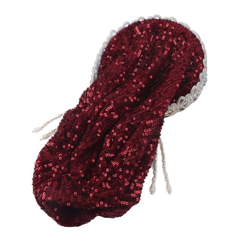 Hijab Pour Femme, Elegant, Elastique, Souple, Doux, Soyeux, Chaud, Strass, Noud, Bandeau Musulman, Chapeau, Foulard, Rouge Vin