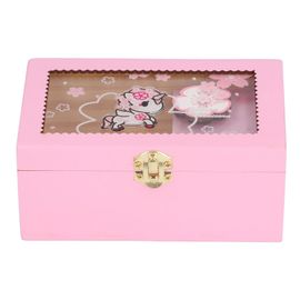 Boite a bijoux rose pour fille, jolie et attrayante, decorative, epaisse, durable, rangement soigne, decoration musicale pour cadeau, cheval rose