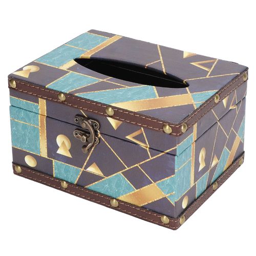 Boite a mouchoirs retro simple, geometrique, pour bureau, salon, avec aspect cuir impermeable