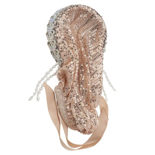 Hijab Elegant Pour Femme, Elastique, Souple, Doux Et Soyeux, Avec Strass, Noud, Bandeau Musulman, Chapeau, Foulard, Champagne