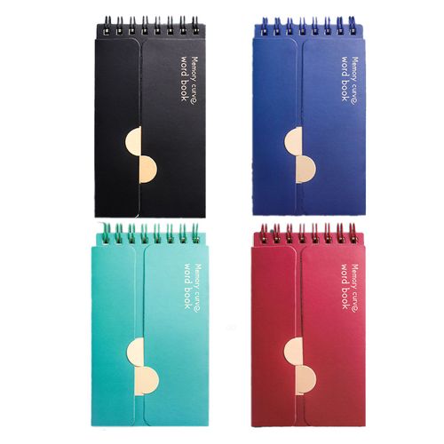 Lot de 4 petits carnets de notes portables, pliables et a reliure spirale, style retro, couleur anglaise