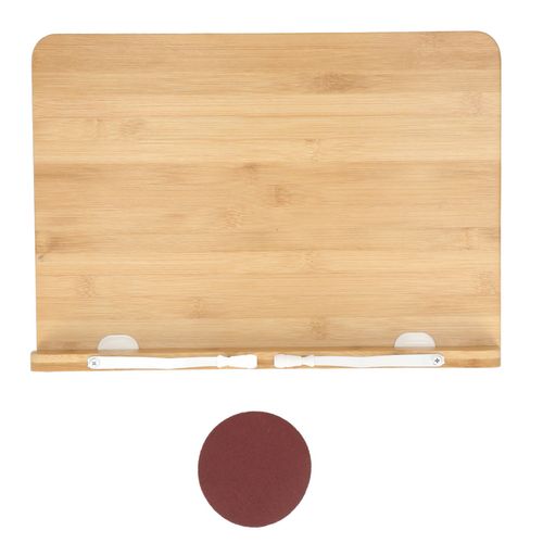 Support de livre en bambou reglable en hauteur sur 6 niveaux, plateau de lecture en bois avec papier mat pour manuels, magazines, ordinateurs portables et tablettes