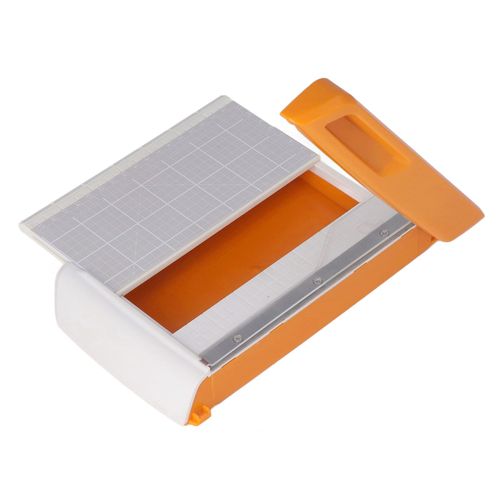 Coupe-papier lateral a lame incisive en acier inoxydable avec boite de rangement pour photos