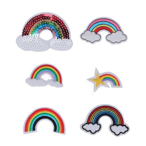 Lot De 6 Patchs Thermocollants Motif Arc-En-Ciel, Couleurs Vives Et Vibrantes, Largement Utilises Pour Vetements, Jupes, Sacs