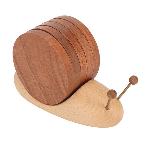 Ensemble De Sous-Verres En Bois Ecologiques Et Mignons, Motif Escargot, Avec Aimant, Pour La Maison Et Le Restaurant