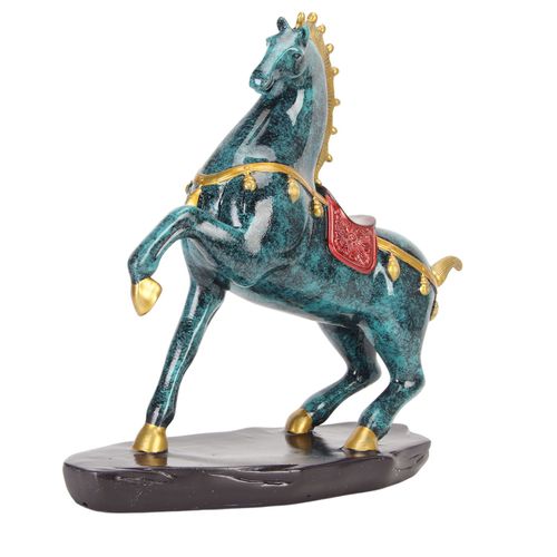 Statue de cheval en resine couleur bronze, grande base elargie, figurine de cheval exquise pour la decoration