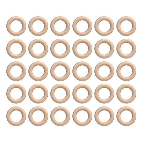 Lot De 30 Anneaux En Bois De Hetre Lisses, Pendentifs Pour La Fabrication De Bijoux Et D'objets Artisanaux, 5,5 Cm