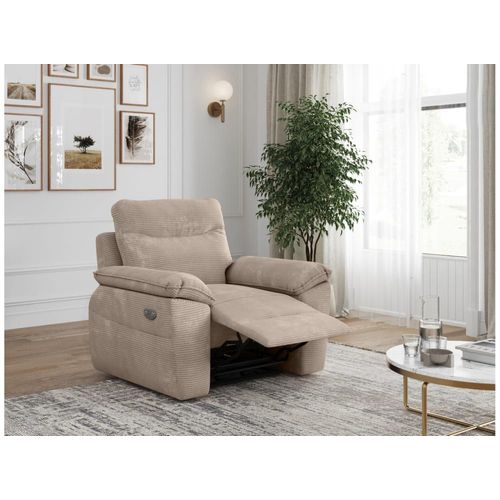 Fauteuil De Relaxation Électrique En Velours Côtelé Taupe