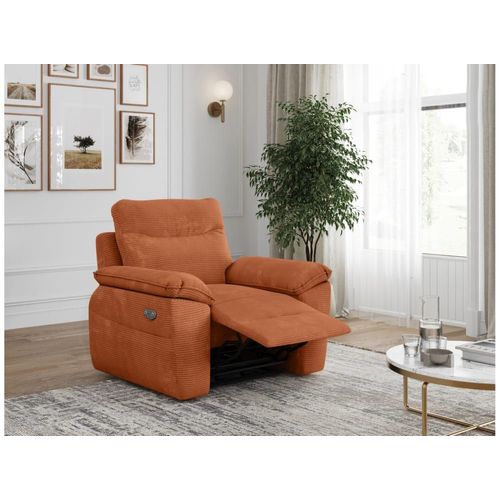 Fauteuil De Relaxation Électrique En Velours Côtelé Terracotta