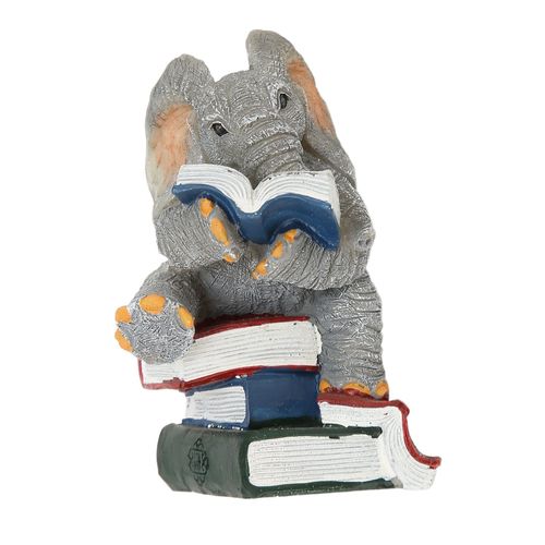 Statue d'elephant en resine resistante aux UV, style lecture, porte-bonheur, decoration pour table, bibliotheque, bureau