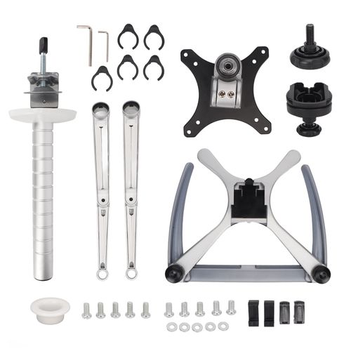 Support vertical pour ecran double, empilable, reglable en amortissement, en alliage d'aluminium, pour ordinateur portable, argent