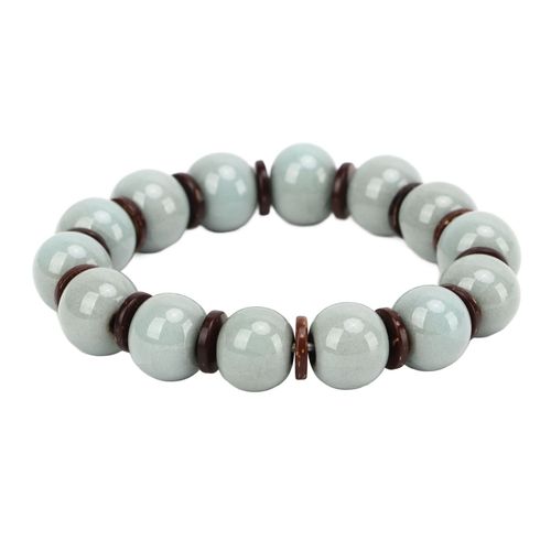 Bracelet De Perles Rondes En Porcelaine Exquise, Bracelet En Cristal Lissant Et Brillant Pour Hommes, Femmes Et Adultes