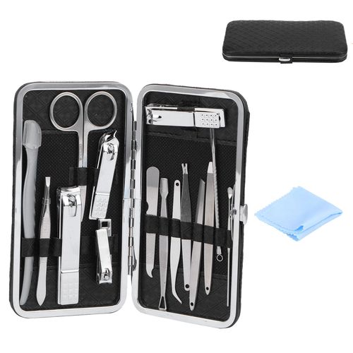 Kit De Coupe-Ongles Pour Manucure Et Pedicure En Acier Inoxydable, Outil De Beaute Pour Les Ongles Des Mains Et Des Pieds, Noir 
