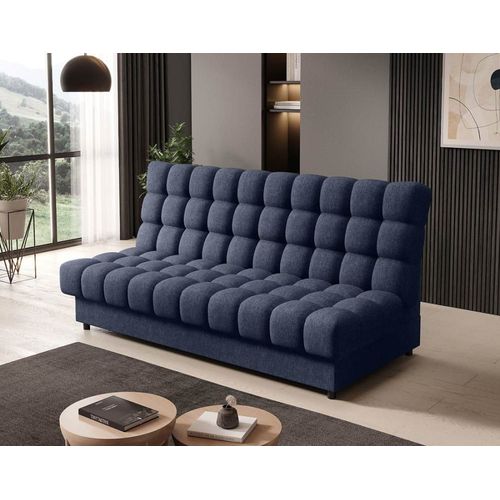 Canapé Droit Convertible 3 Places En Tissu Texturé Bleu