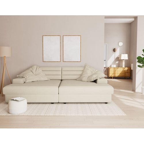 Canapé Droit 4 Places En Tissu Texturé Beige