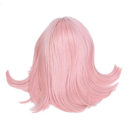 Perruque Courte Rose A Frange Arrondie Pour Femme, Perruque Synthetique Tendance Pour Cosplay, Fete, 34 Cm