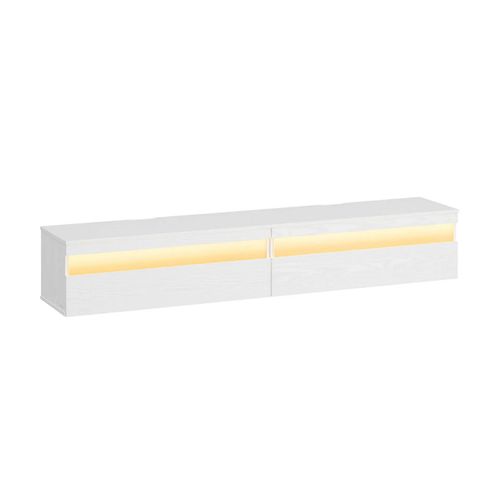 Meuble Tv Suspendu, Étagère Murale Pour Salon, Adapté À Divers Téléviseurs, Table Tv, Pour Salon, Style Moderne, 178 X 35 X 30 Cm, Blanc Neige