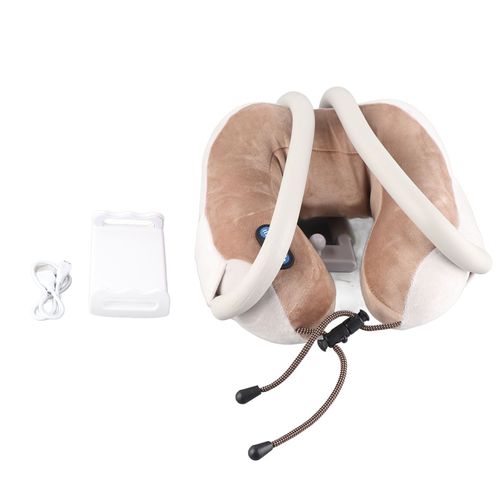 Oreiller En Forme De U Avec Support Pour Telephone Portable, Massage Par Vibrations, Oreiller Cervical Doux Et Reglable 