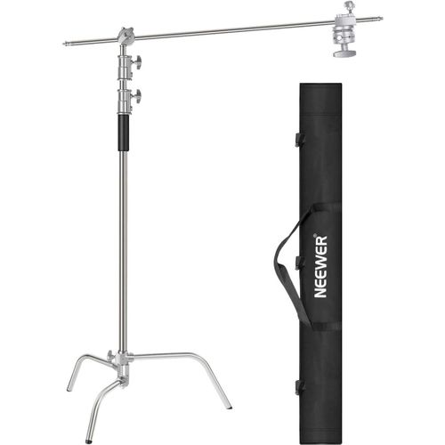 NEEWER Support d'éclairage en C de 3 m avec Bras d'extension de 1,2 m, 2 têtes de préhension et Sac de Transport pour réflecteur vidéo, Parapluie, monolight, etc. (Version Basique)