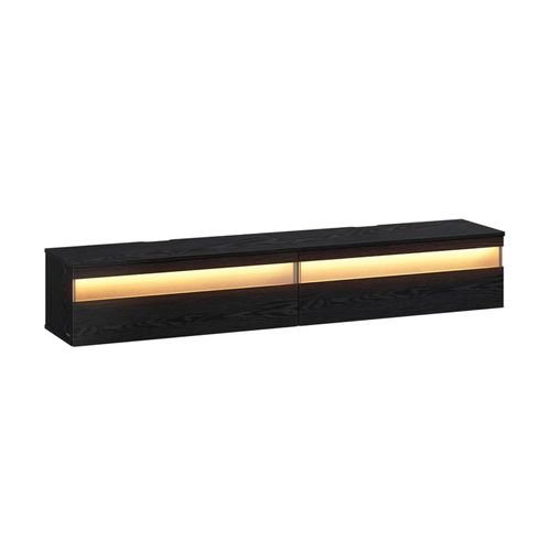Meuble Tv Suspendu, Étagère Murale Pour Salon, Adapté À Divers Téléviseurs, Table Tv, Pour Salon, Style Moderne, 178 X 35 X 30 Cm, Noir Boisé