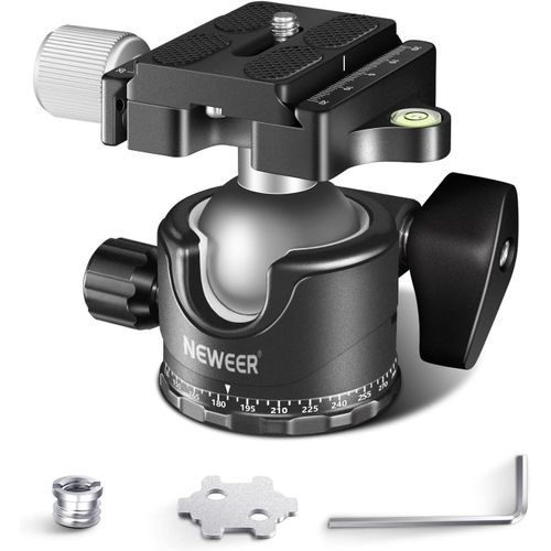 NEEWER Tête sphérique à Profil Bas pour trépied d'appareil Photo, 36 mm, tête de trépied panoramique en métal avec Centre de gravité Bas, Compatible avec Plaque de dégagement Rapide Arca 1/4" pour