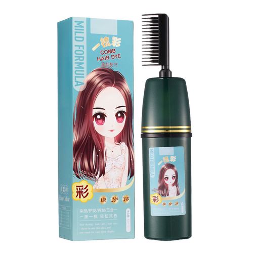 Coloration Capillaire Longue Duree, Shampoing Vegetal Doux Et Sur Avec Applicateur Peigne Pour Hommes Et Femmes, Couleur Vin Rouge (Couvre Les Cheveux Gris)