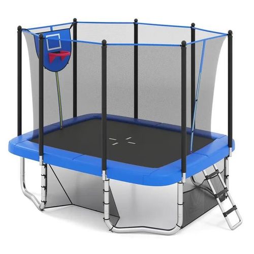 Costway Trampoline Enfants Avec Panier De Basketball, But De Football, Filet De Sécurité Et Acier Antirouille, 317 X 255 X 270 Cm