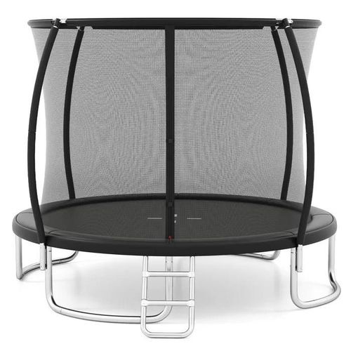 Costway Trampoline Enfants 366cm Avec Filet De Sécurité, Échelle Et Cadre En Acier Galvanisé Antirouille, 400 Kg Noir