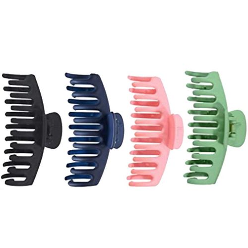 Lot De 4 Pinces A Cheveux Mates Elegantes Et Resistantes En Forme De Banane Pour Femmes, Cheveux Fins, Epais Et Boucles 