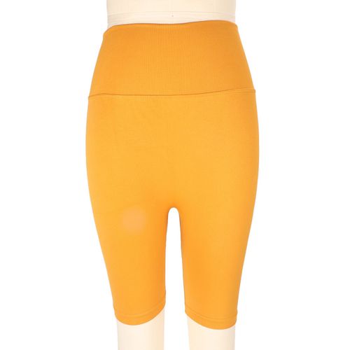 Short De Yoga Gainant Pour Femme, Coupe Slim, Taille Haute, Sechage Rapide, Respirant, Orange, Taille S