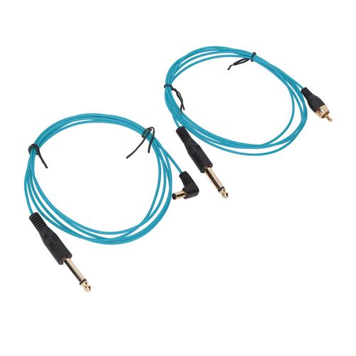 Lot de 2 cables RCA pour tatouage, 1,8 m, diametre exterieur 2,2 mm, courant stable, forte conductivite, bleu