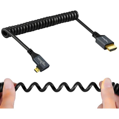 Câble Spiralé Micro Hdmi Vers Hdmi 90° Degrés, Hdmi Mâle Vers Micro Hdmi Mâle Angle Droit Torsadé Supporte 3D/4K 60Hz 1080P(0,3M-1,5M)[BLE7110647]