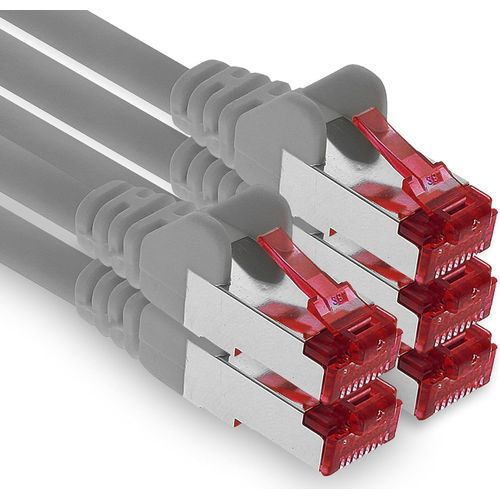2M Câble Patch Cat6 S/Ftp Blindage Pimf Câble Réseau Cat.6 Rj45 Câble Ethernet Routeur Lan Dsl Commutateur Modem Panneau De Brassage - Gris - 5 Pièces[BLE7110529]