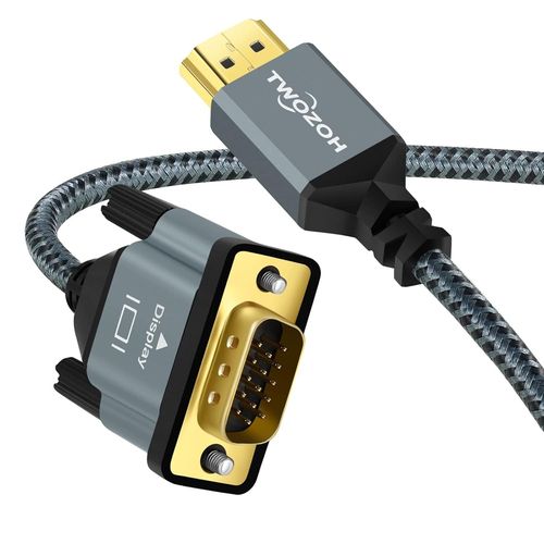 Câble Hdmi Vers Vga 2M, Coque En Alliage D'Aluminium En Nylon Tressé Et Support Plaqué Or 1080P/60Hz[BLE7111451]