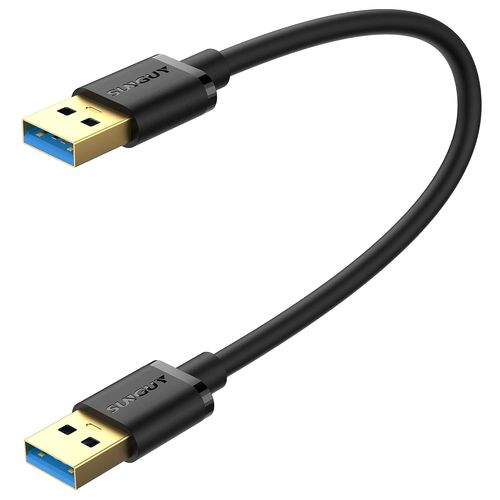 Câble Usb 3.0 Type A Mâle Vers Mâle Câble Data Double Usb Superspeed Pour Disque Dur Boîtier Externe, Dvd, Refroidisseur Pc Portable Et Lecteur Blu Ray (0.3M)[BLE7111284]