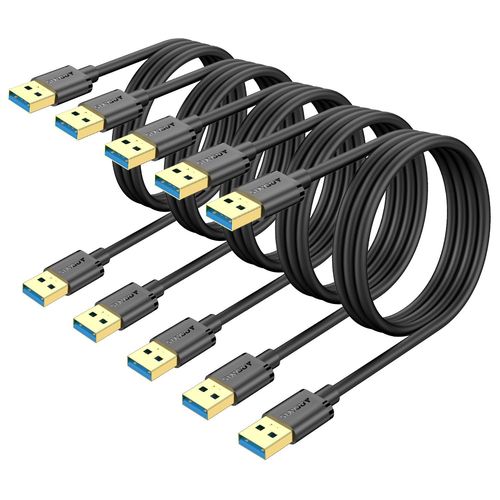 Câble Usb A Court, 5 Pièces 1M Câble Usb A Mâle Vers Mâle A, 5Gbps Câble Transfert De Données Usb Type-A Pour Imprimantes, Modems, Disques Durs, Appareils Photo, Disques Externes[BLE7111288]