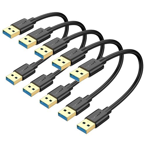 Câble Usb A Court, 5 Pack 30Cm Câble Usb A Mâle Vers Mâle A, 5Gbps Câble Transfert De Données Usb Type-A Pour Imprimantes, Modems, Disques Durs, Appareils Photo, Disques Externes[BLE7111286]