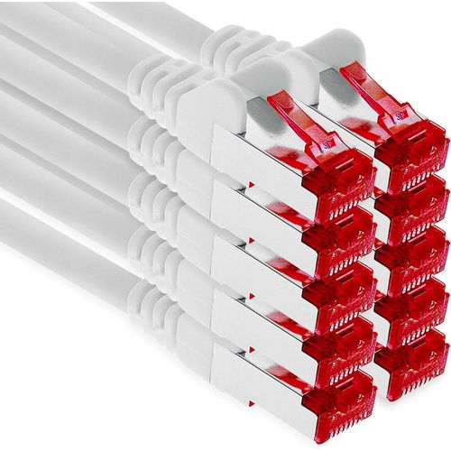 10X 7,5 M Câble De Raccordement Cat6 S/Ftp Pimf Blindage Câble Réseau Cat.6 Rj45 Câble Ethernet Dsl Lan Routeur Commutateur Modem Panneau De Brassage - Blanc - 10 Pièces[BLE7110363]