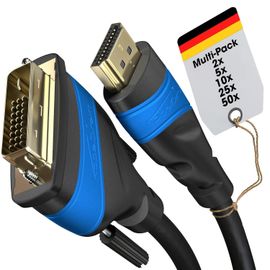 2X Adaptateur Hdmi Dvi Avec Protection Contre Interférences Signal A.I.S. 1M (Câble Moniteur Bidirectionnel Dvi-D 24+1/Hdmi, Connecte Dispositif Hdmi À Moniteur Dvi[BLE7110135]