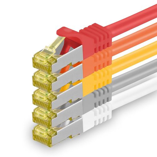 Câble Réseau Cat7 Cat 7 10 Gb/S Sftp - 5X 10M - Rj45 Ethernet Lan Dsl Routeur Modem - 5 Couleurs 01[BLE7111497]