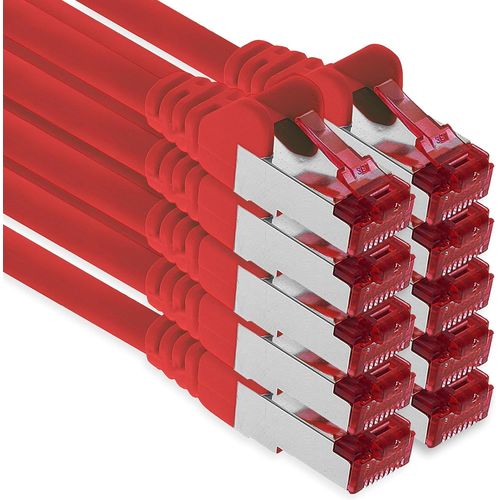 10X 3 Mètres Câble Patch Cat6 S/Ftp Pimf Blindage Cat.6 Câble Réseau Rj45 Câble Ethernet Dsl Lan Routeur Commutateur Modem Panneau De Brassage - Rouge - 10 Pièces[BLE7110341]