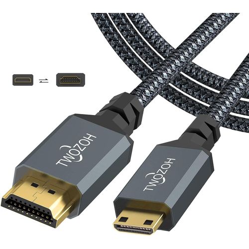 Câble Mini Hdmi Vers Hdmi 2M, Nylon Tressé 4K Câble Mini Hdmi C Vers Full Hdmi A, Supporte 3D Ethernet Arc 4K 60Hz 1080P[BLE7110973]