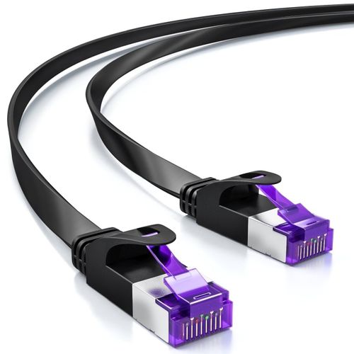 20M Câble Réseau Plat Cat7 - Ethernet Rj45 10 Gbit/S - Câble De Brassage D'Installation Pour Internet, Routeurs, Panneau De Raccordement - Noir[BLE7111310]