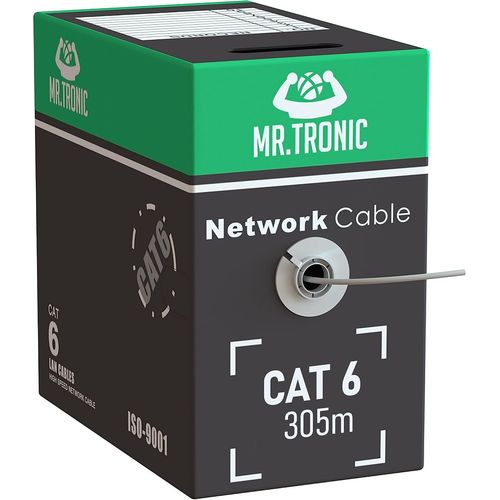Cat6 Vrac Câble Ethernet 305M, Bulk Reseau Lan Cable Ethernet Cat 6 Haut Debit Pour Internet Rapide 1 Gbps 250 Mhz, Cable Ethernet Awg24, Cat6 Câble En Vrac Utp Cca (305 Mètres, Gr[BLE7111346]