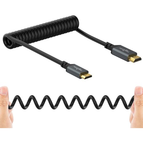 Câble Spiralé Mini Hdmi Vers Hdmi, Hdmi Mâle Vers Mini Hdmi Mâle Spiralé, Câble Mini Hdmi Vers Hdmi Torsadé Compatible 4K Uhd, 1080P (Hdmi C 2.0) (0,3M-1,5M)[BLE7110969]