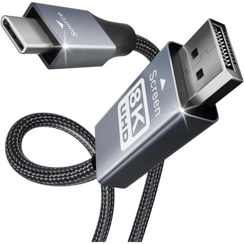 Câble Usb C Vers Displayport 8K@60Hz 4K@144Hz, Thunderbolt 3/4 Vers Displayport Mâle À Mâle Cordon, Compatible Avec La Série Iphone 16/15, Boîtier En Nylon Et Aluminium-1.8M[BLE7111891]