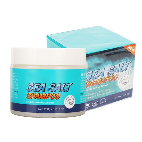 Shampoing au sel de mer 200 g, eau equilibrante, huile, nettoyage en profondeur, gommage doux et sur pour le cuir chevelu, pour la maison