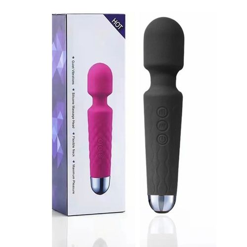 Masseur Electrique En Silicone Pour Femme, Doux, Etanche, Rechargeable, 20 Vitesses, Vibration, Baton De Massage, Noir