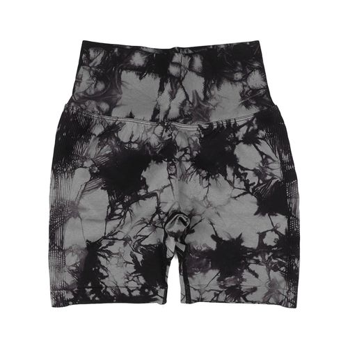Short De Yoga Taille Haute Pour Femme, Elastique Et Respirant, Effet Tie-Dye, Pour Le Fitness, L'athletisme Et L'entrainement, Noir, Taille L