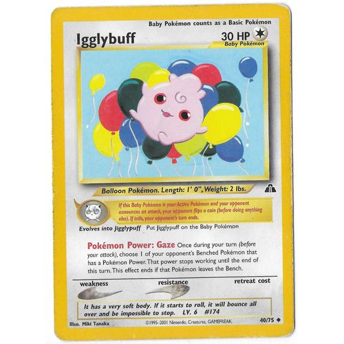 Igglybuff 40/75 - 30 Hp- Neo Discovery - Wizards - Carte Anglaise